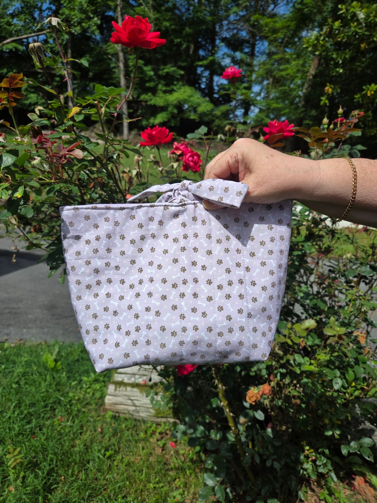 Lavender Paw Print Bible Book Tote