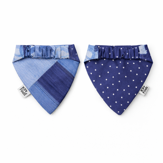 Denim & Dots Scrunchie Dog Bandana