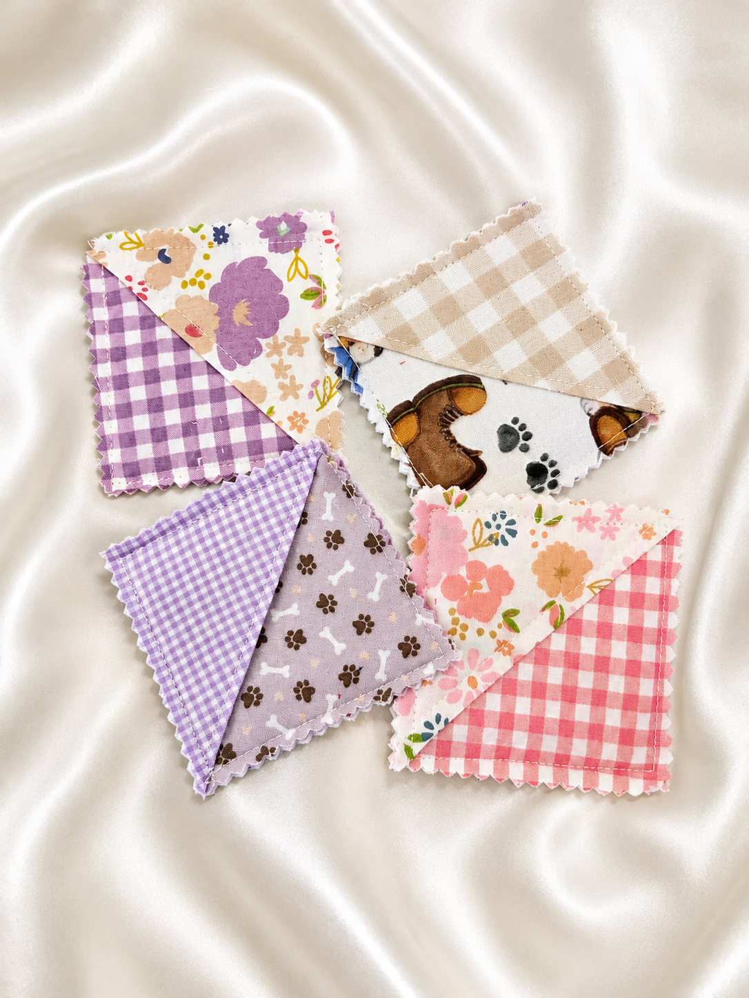 Handmade Quilted Corner Bookmarks | Assorted Fabric Designs