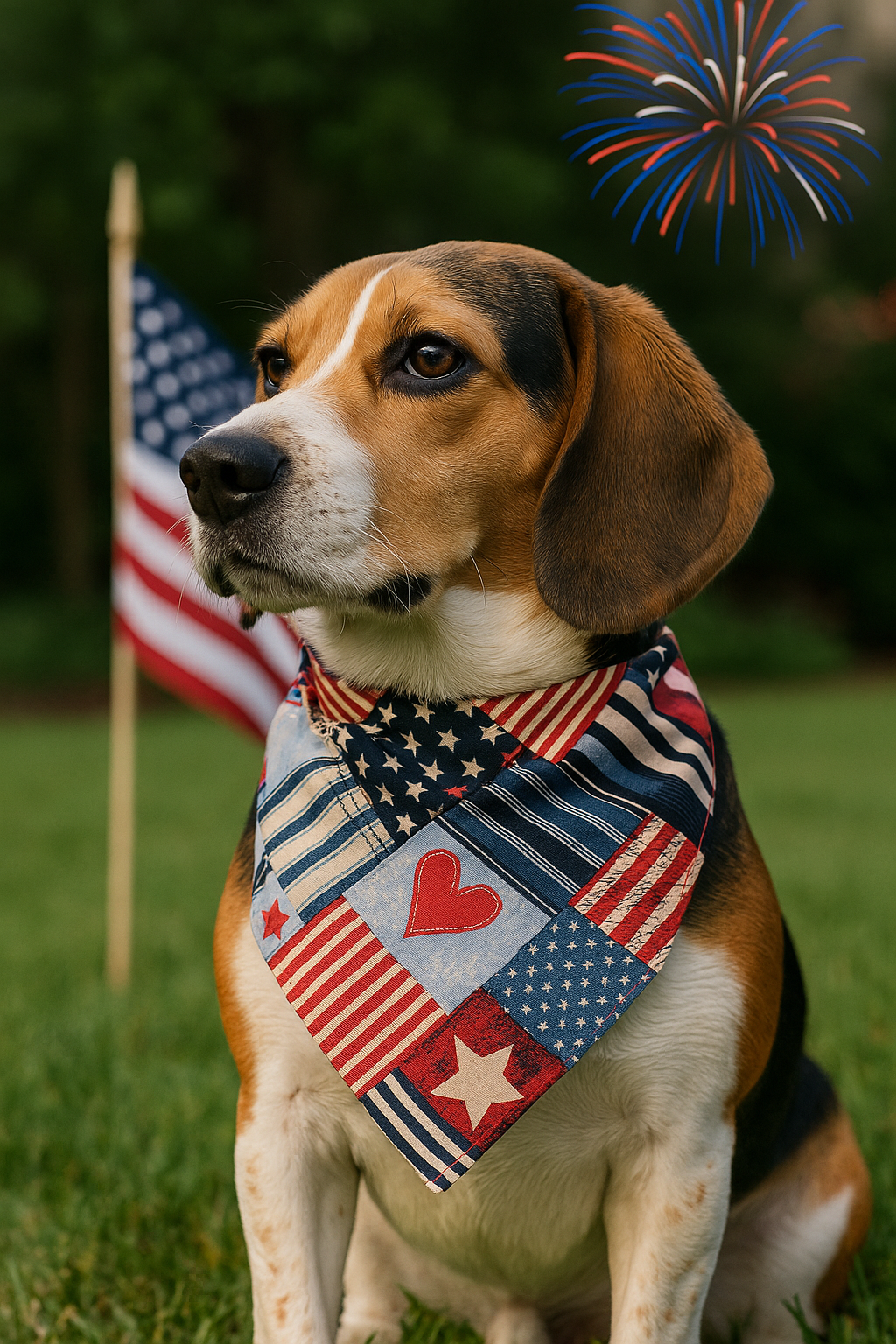 Patriotic Dog Tie Bandana Patchwork Style