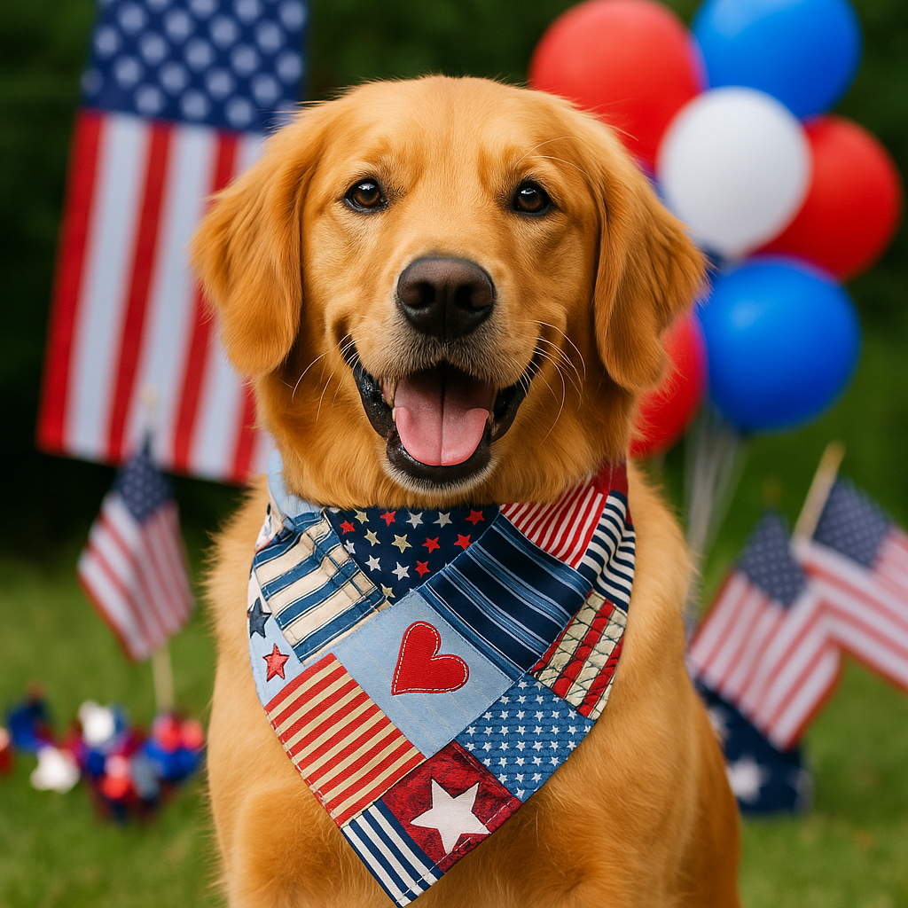 Patriotic Dog Tie Bandana Patchwork Style