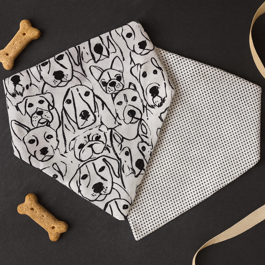 Reversible Dog Bandana Pup Doodles & Polka Dots