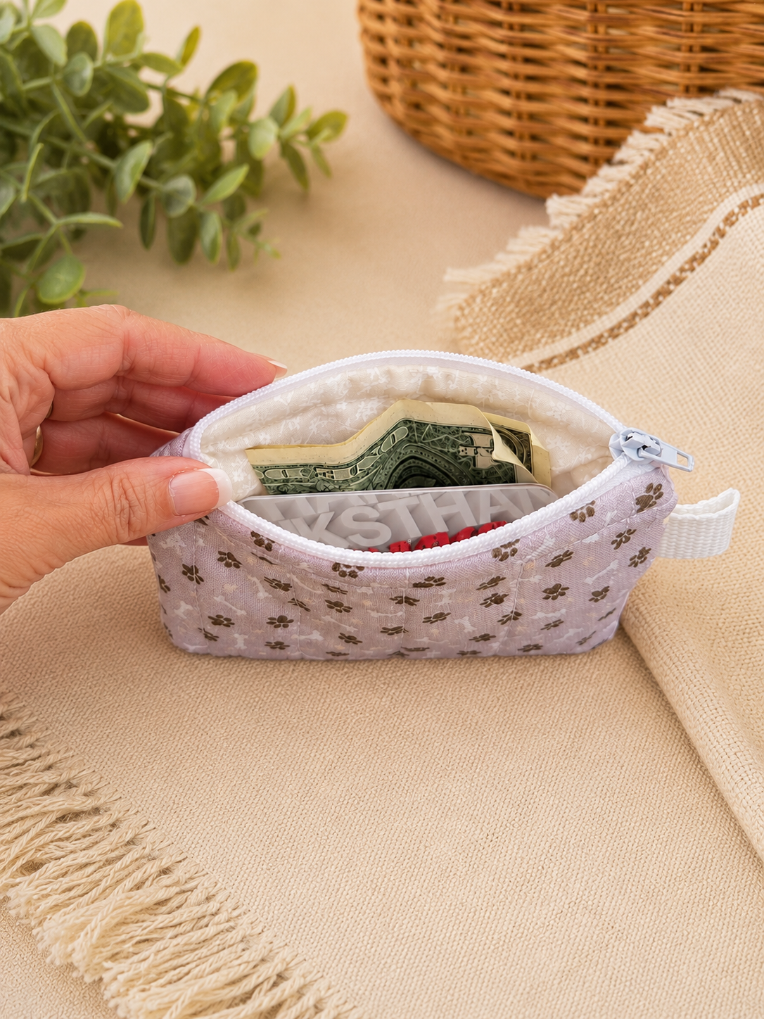 Lavender Paw Print Keychain Wallet