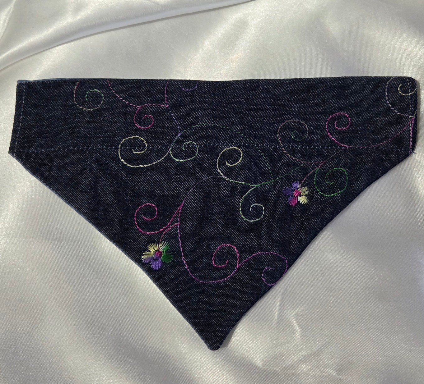 Denim Bloom Over-the-Collar Bandana