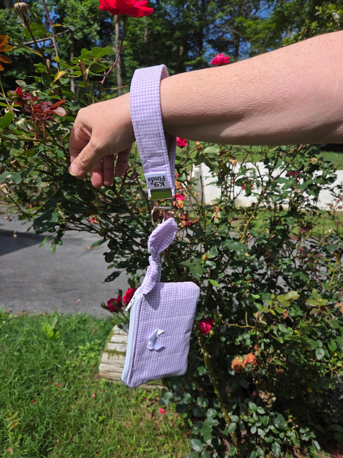 Lavender Gingham Keychain Wallet