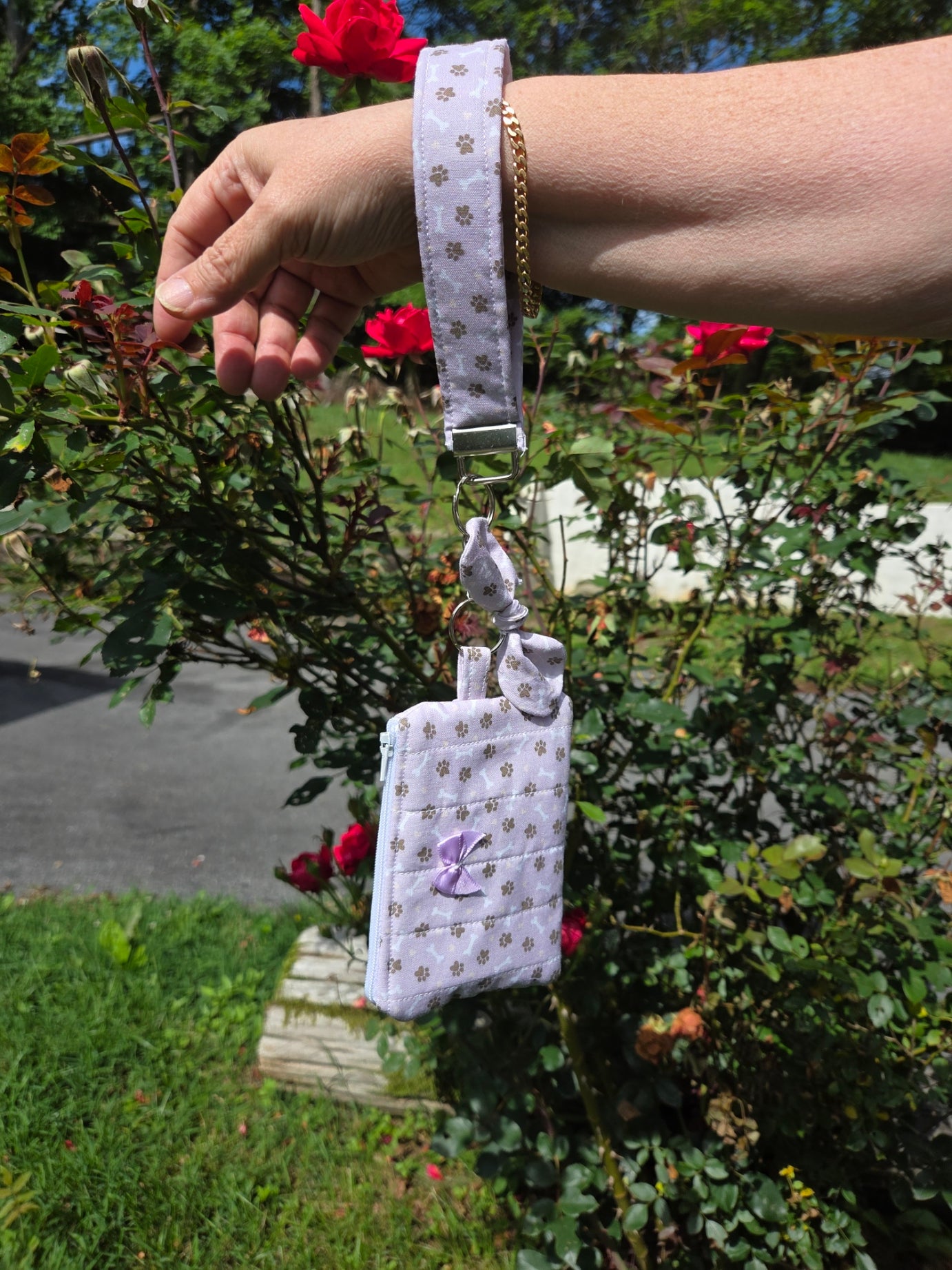Keychain Wallet Lavender Paw Print Zipper Keychain Wallet
