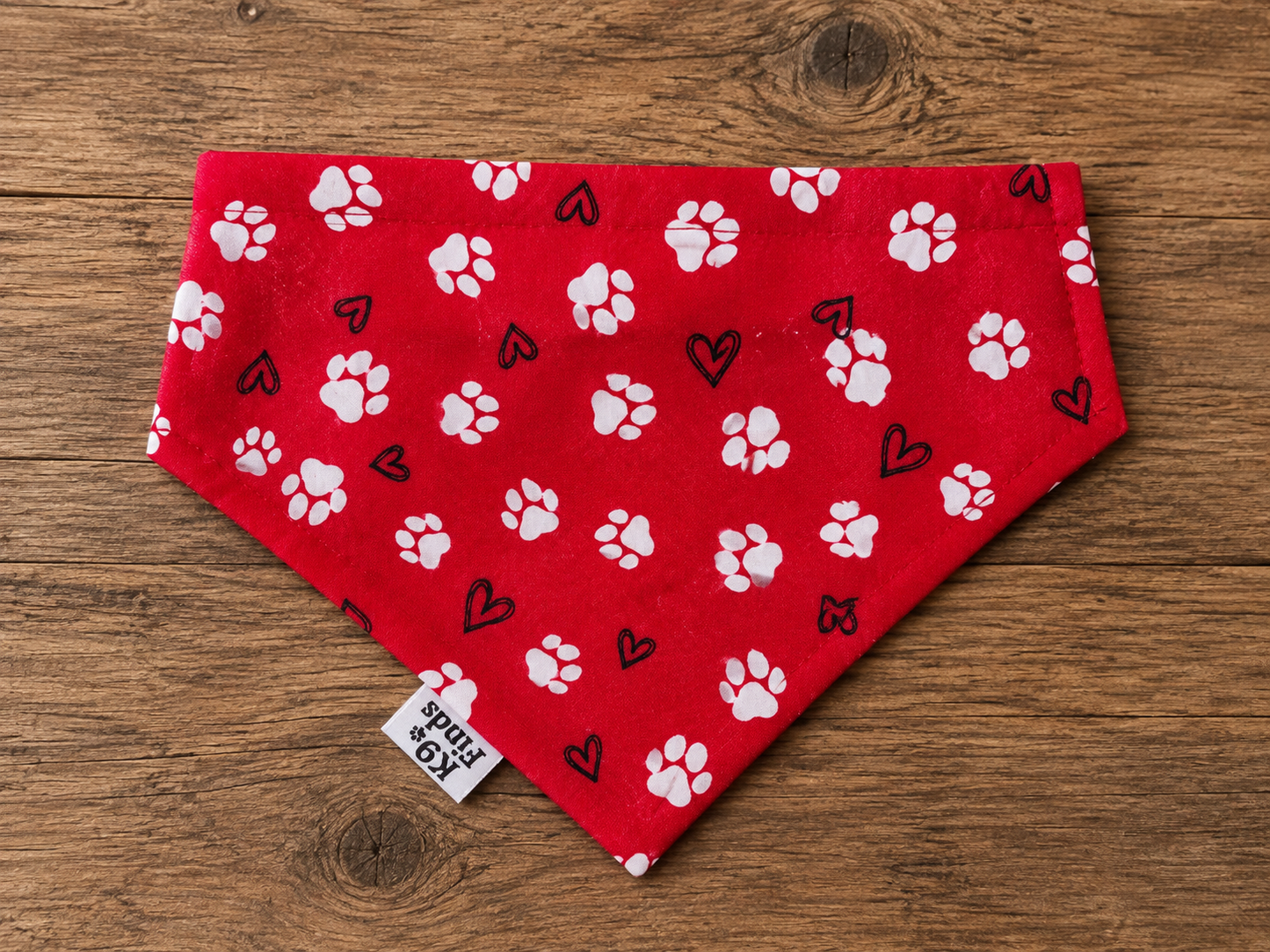 Red & Black Paw Print Scrunchie Dog Bandana