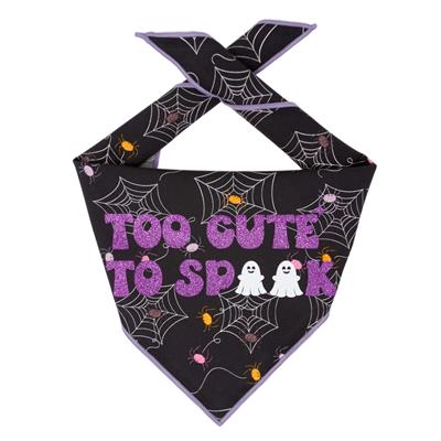 Halloween Dog Bandana Too Cute to Spook Black Spider Web