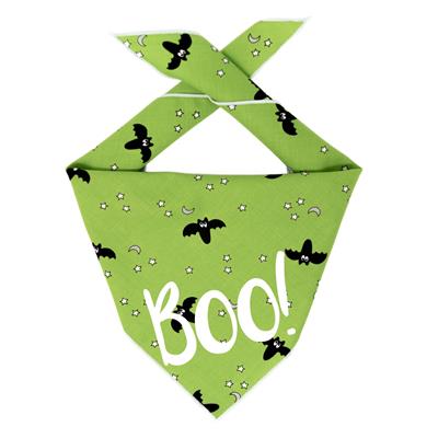 Halloween Dog Bandana BOO Green Bats by Paisley Paw Designs