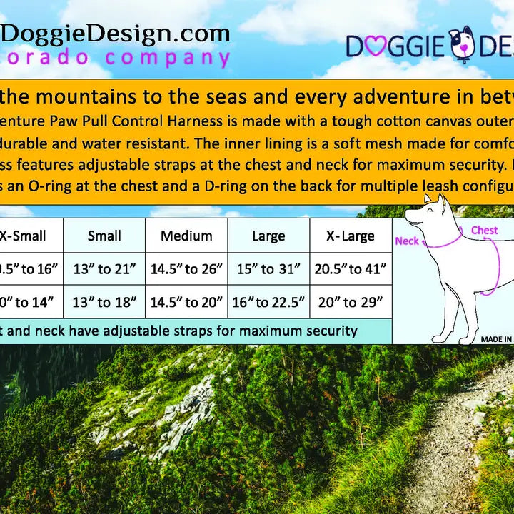 Doggie Design Venture Paw Dog Harness Dried Sage