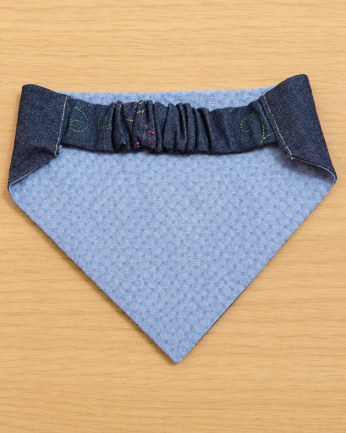 Embroidered Denim Scrunchie Dog Bandana