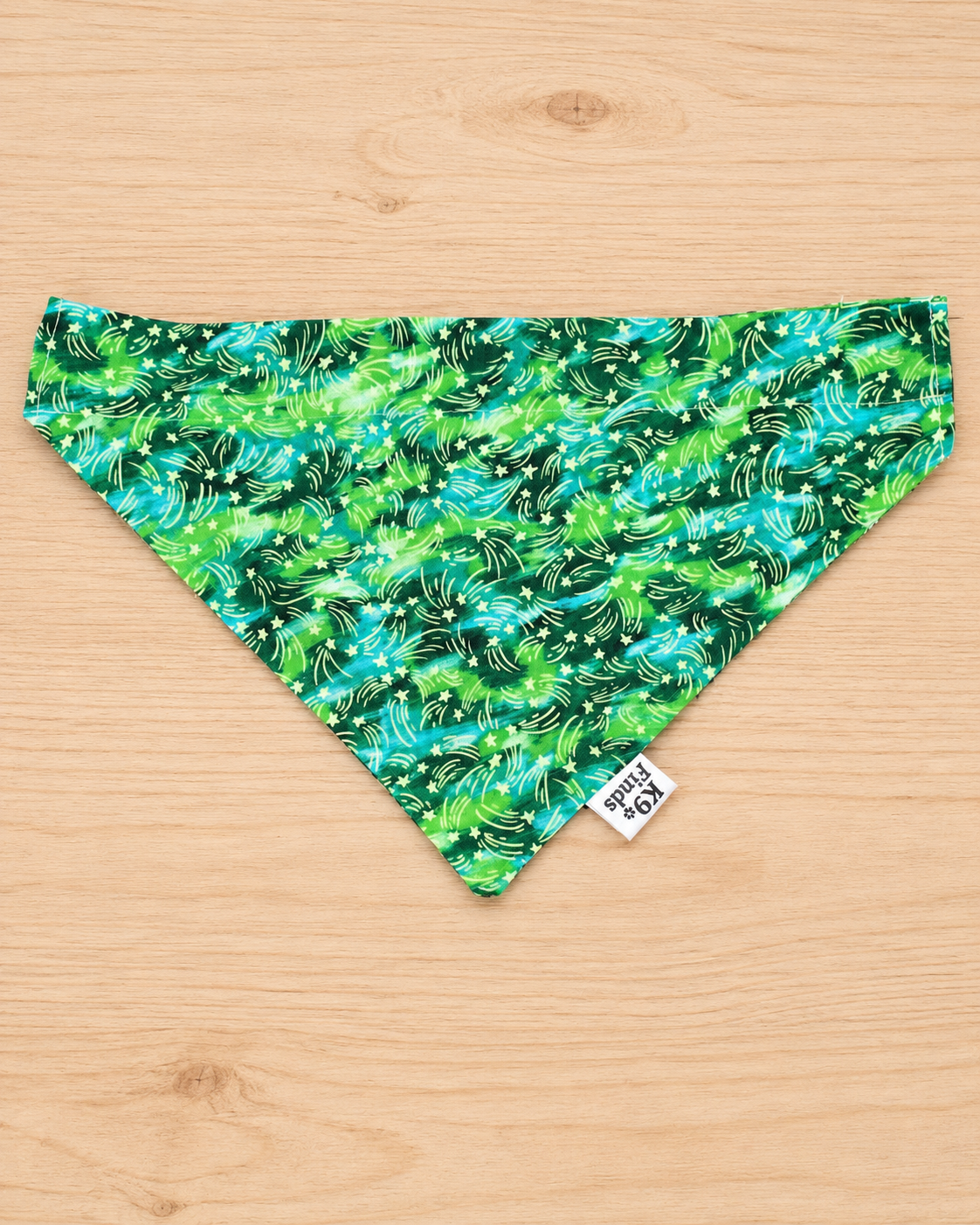 Green Swirly Star Over-the-Collar Dog Bandana