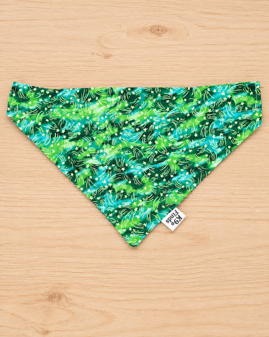 Green Swirly Star Over-the-Collar Dog Bandana
