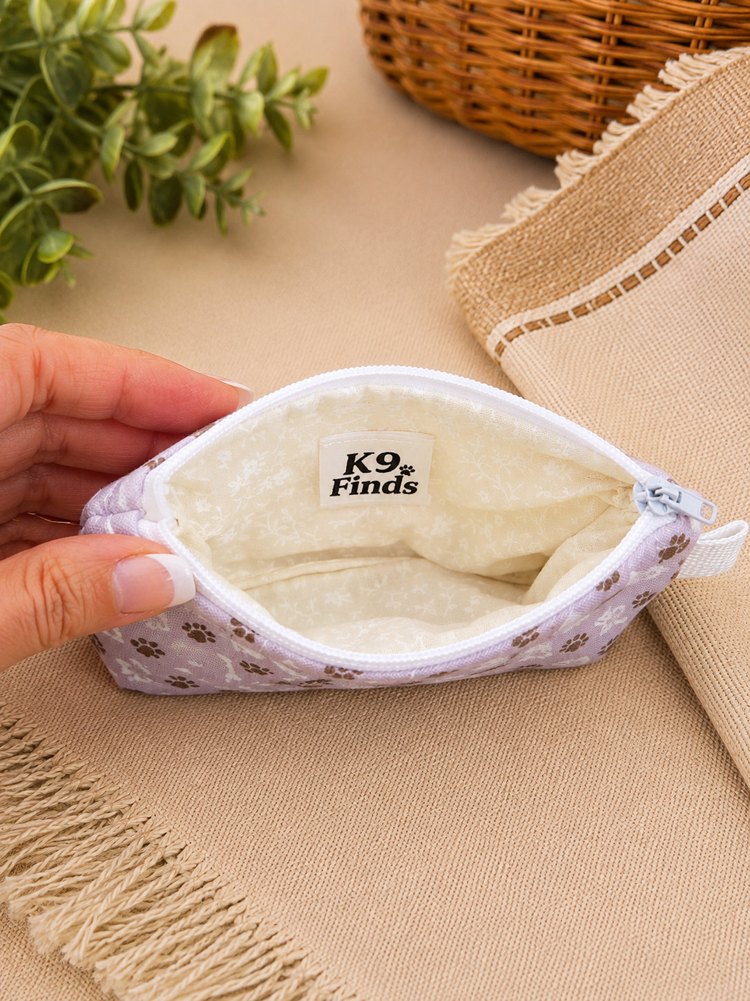 Lavender Paw Print Keychain Wallet
