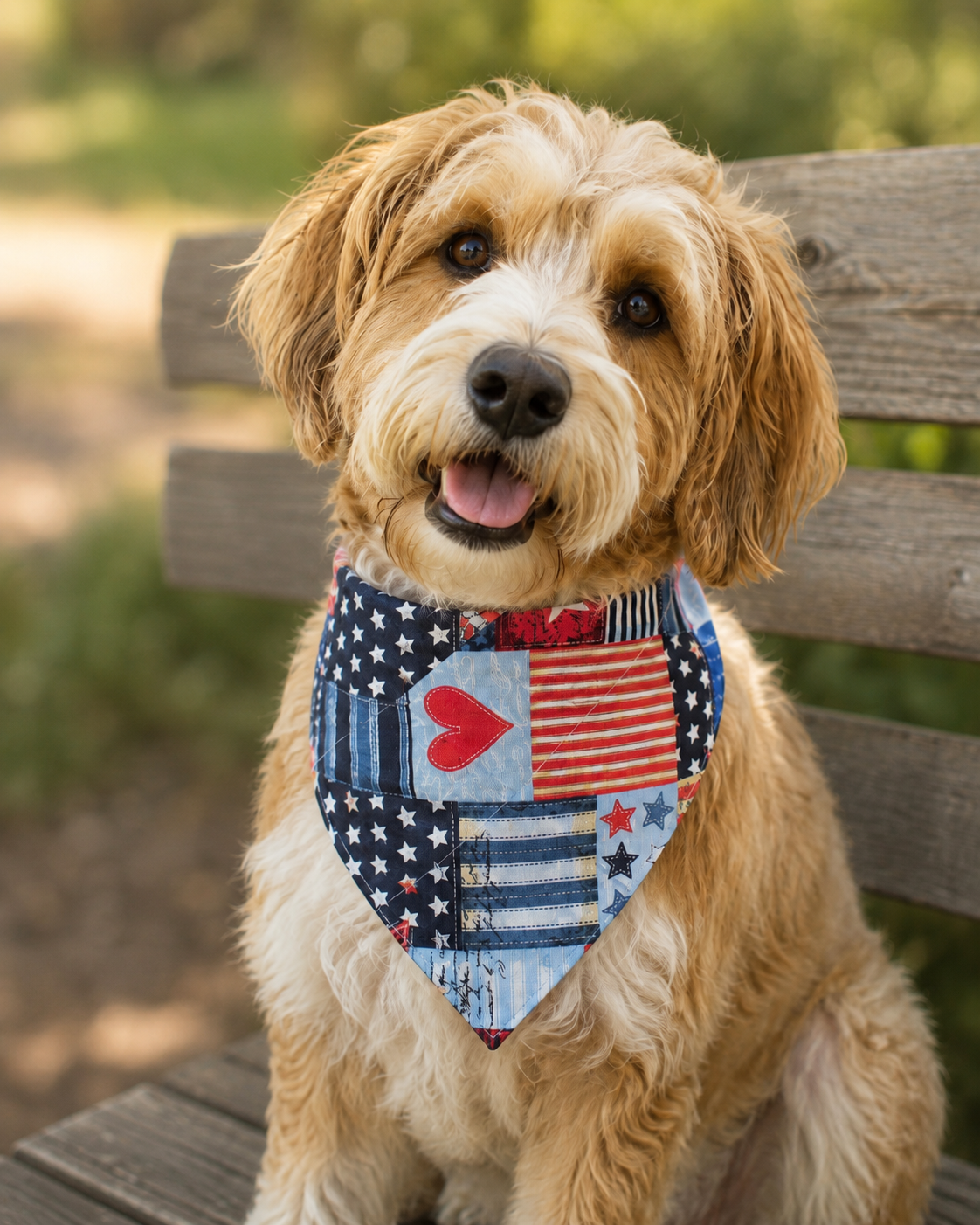 Patriotic Patchwork Over-the-Collar Dog Bandana
