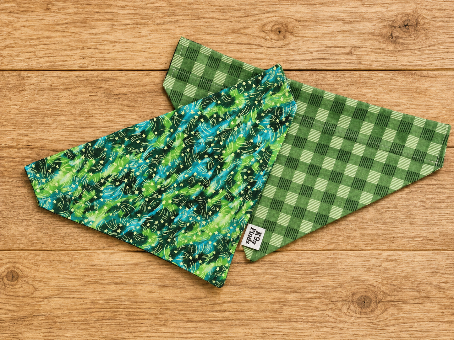Green Swirly Star Over-the-Collar Dog Bandana