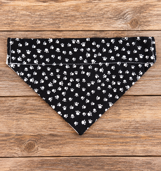 Black Paw Print Over-the-Collar Dog Bandana