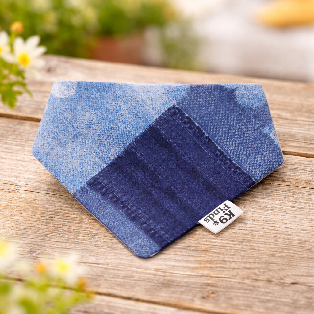 Denim & Dots Scrunchie Dog Bandana