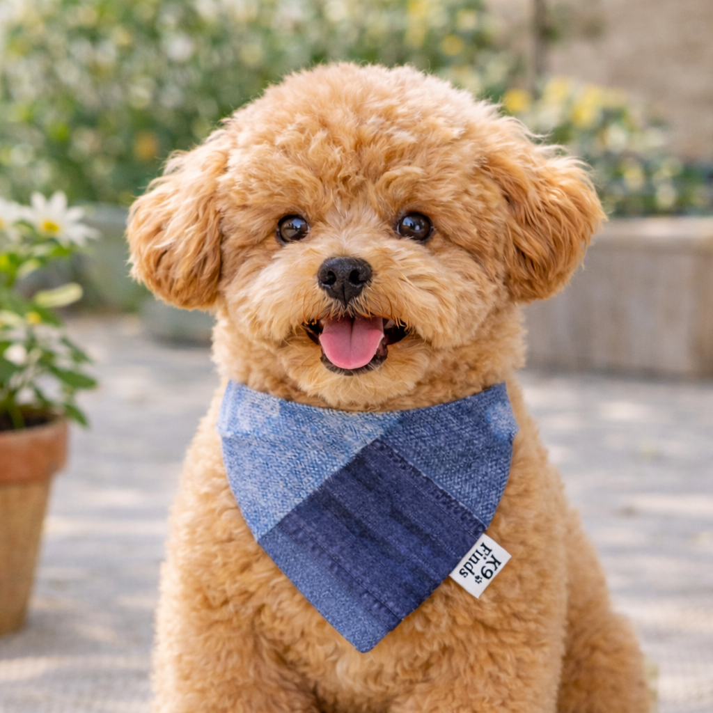 Denim & Dots Scrunchie Dog Bandana