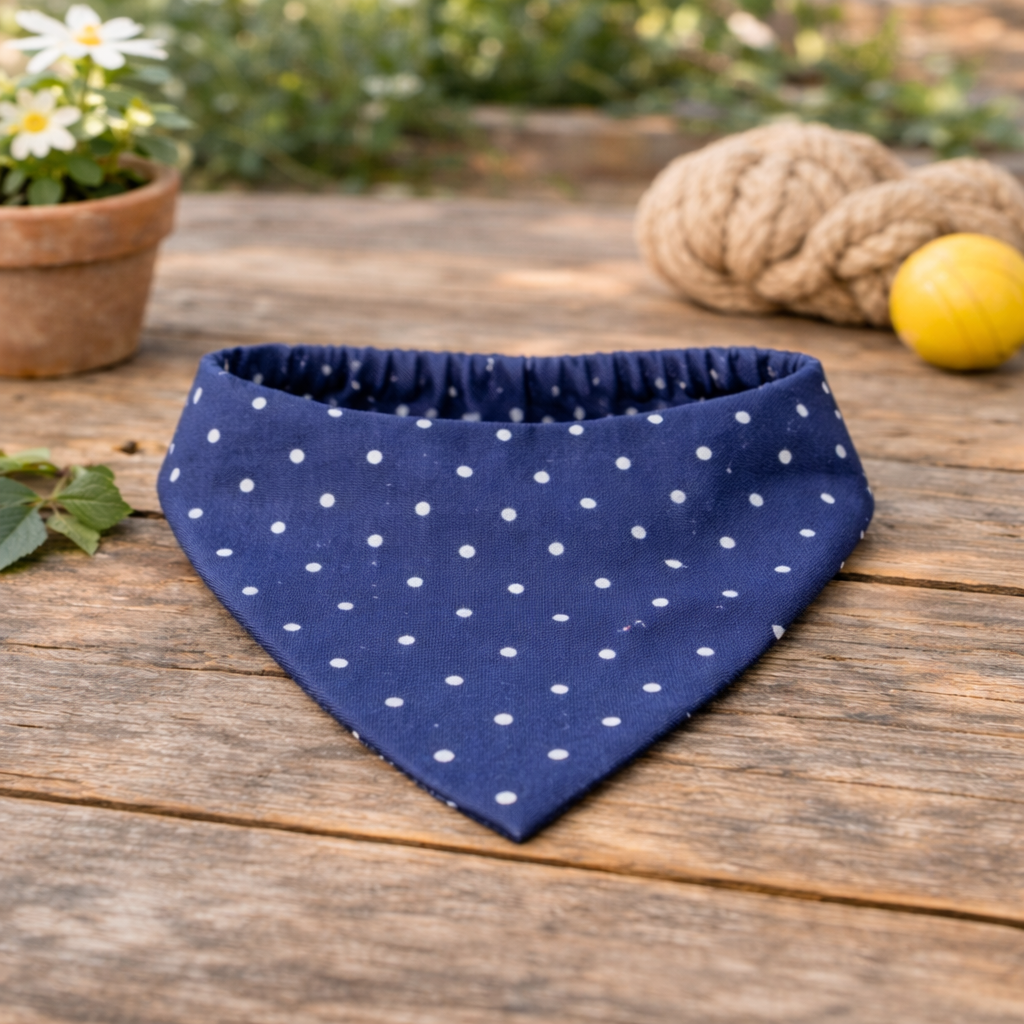 Denim & Dots Scrunchie Dog Bandana