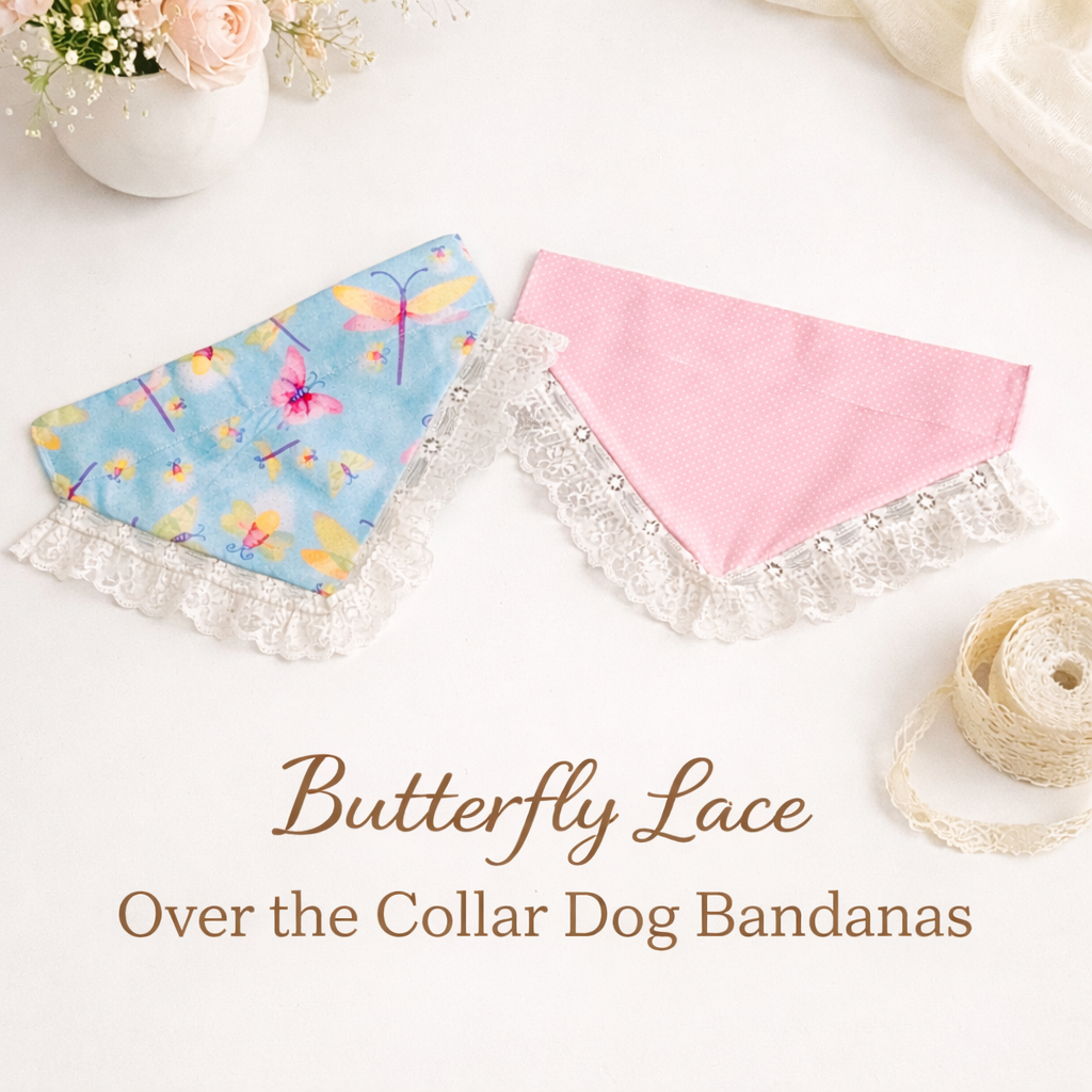 Butterfly Lace Over the Collar Dog Bandana