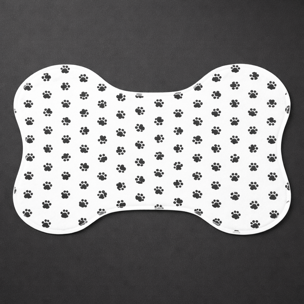 Black Paw Prints Bone-Shaped Dog Dish Placemat