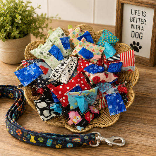 Handmade Dog Waste Bag Holder | Mystery Fabric