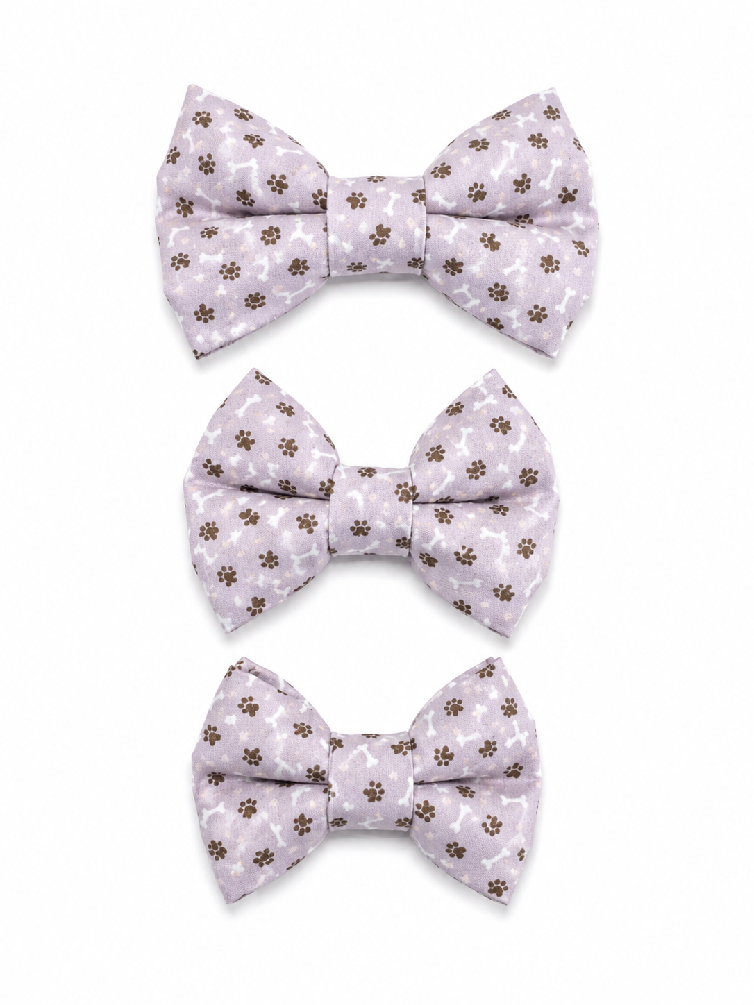 Dog Bow Tie Collar Slide On Lavender Paw Print Dog Bow Tie