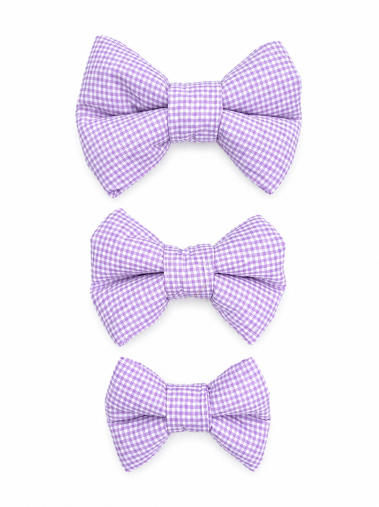 Dog Bow Tie Collar Slide On Lavender Gingham Dog Bow Tie