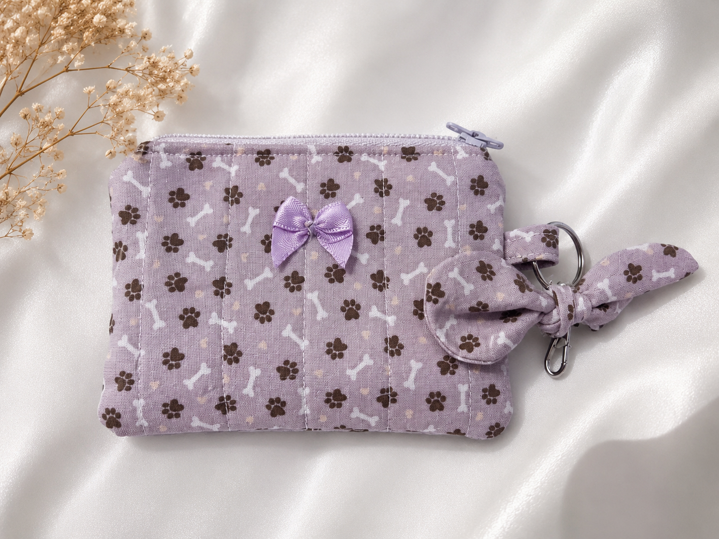 Keychain Wallet Lavender Paw Print Zipper Keychain Wallet