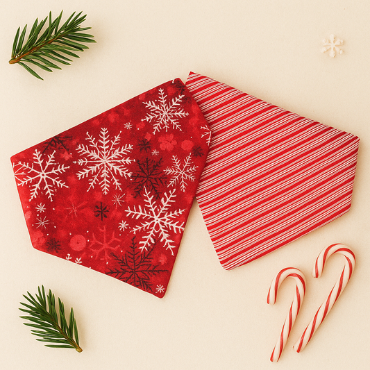 Christmas Dog Bandana Snowflake Stripe Scrunchie