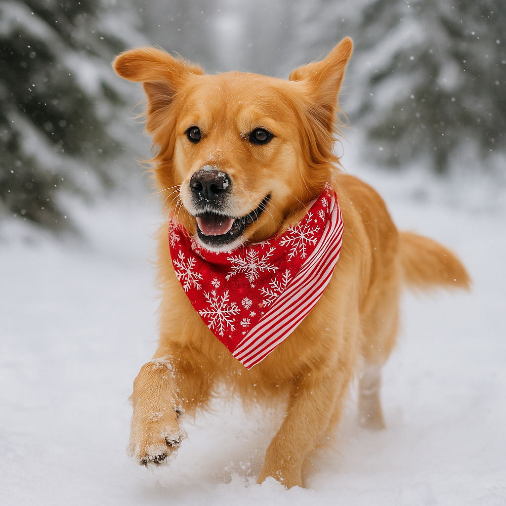 Christmas Dog Bandana Snowflake Stripe Scrunchie