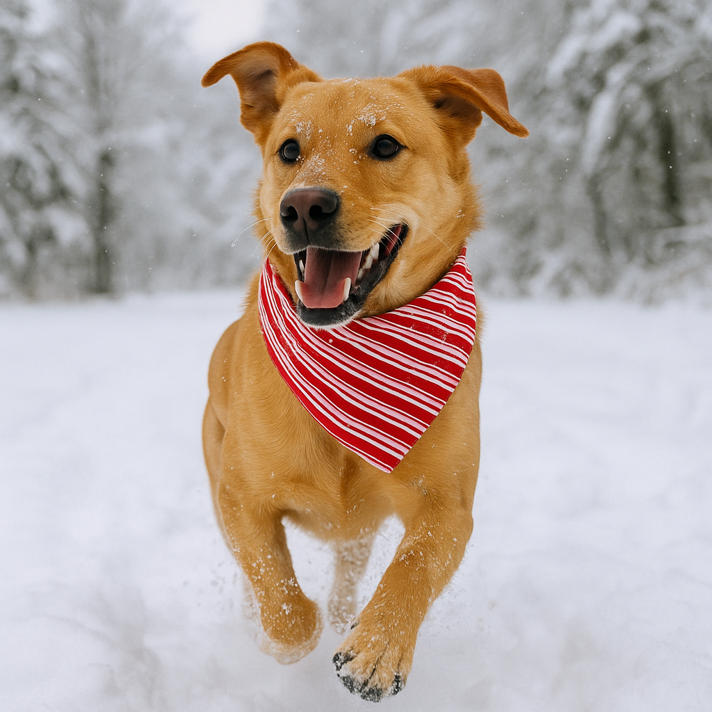 Christmas Dog Bandana Snowflake Stripe Scrunchie