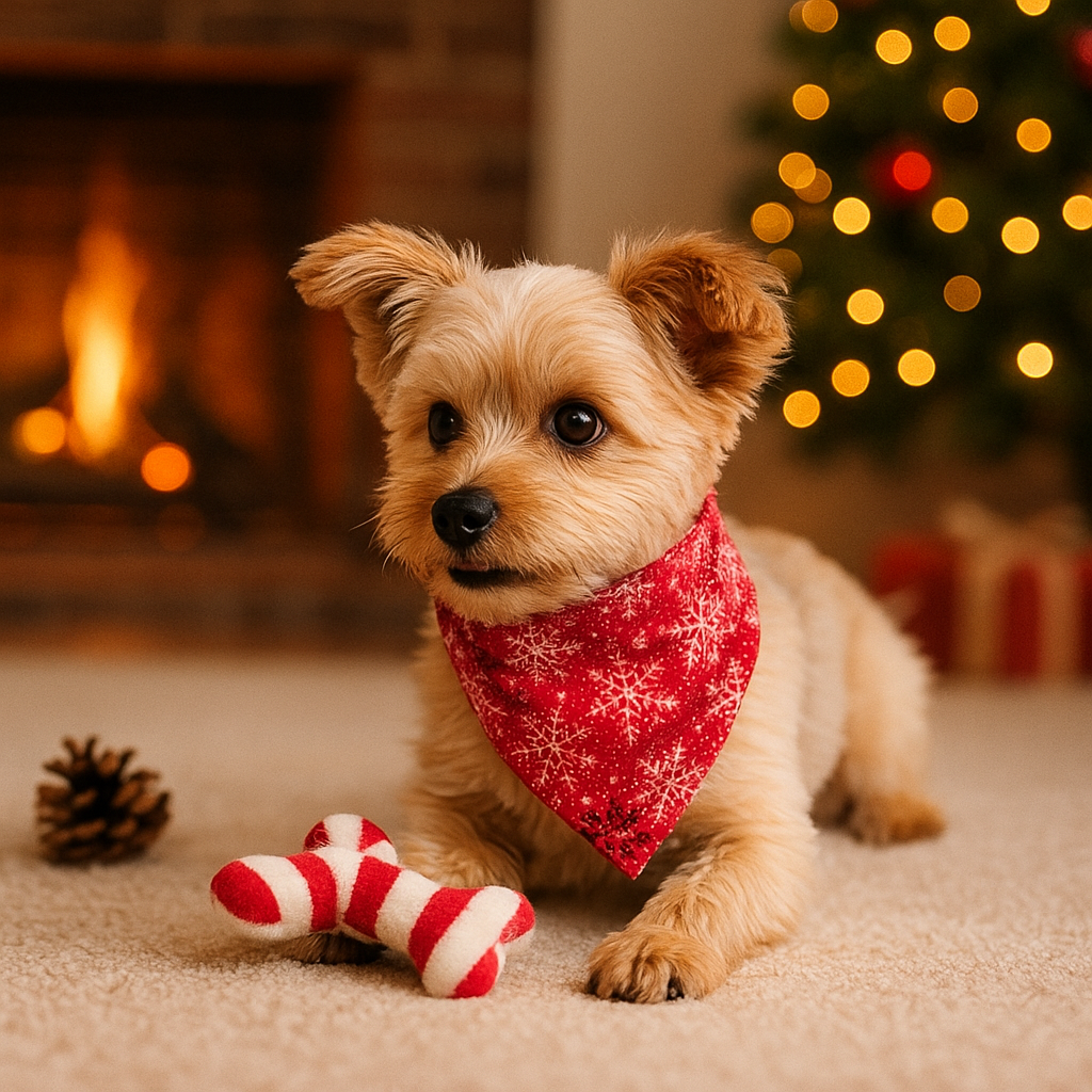 Christmas Dog Bandana Gingerbread Cozy Flannel Over-the-Collar