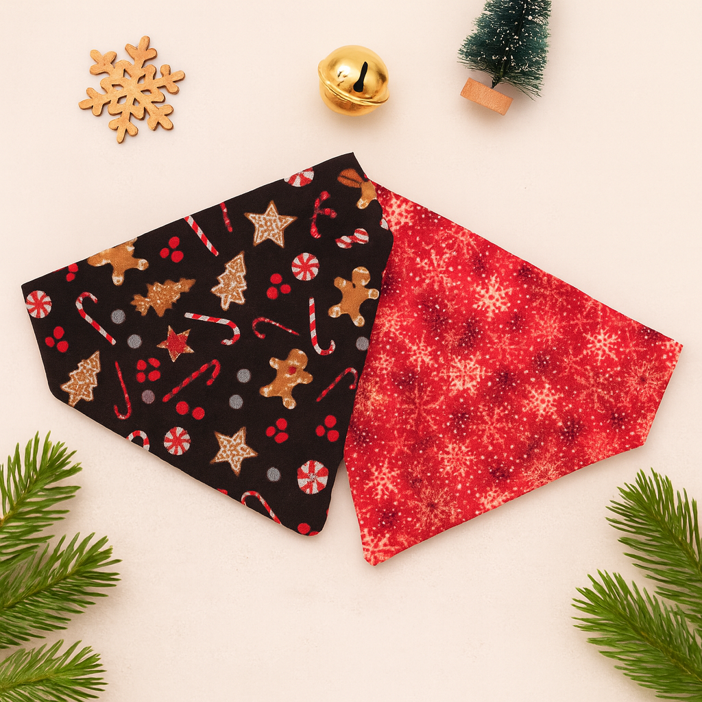 Christmas Dog Bandana Gingerbread Cozy Flannel Over-the-Collar