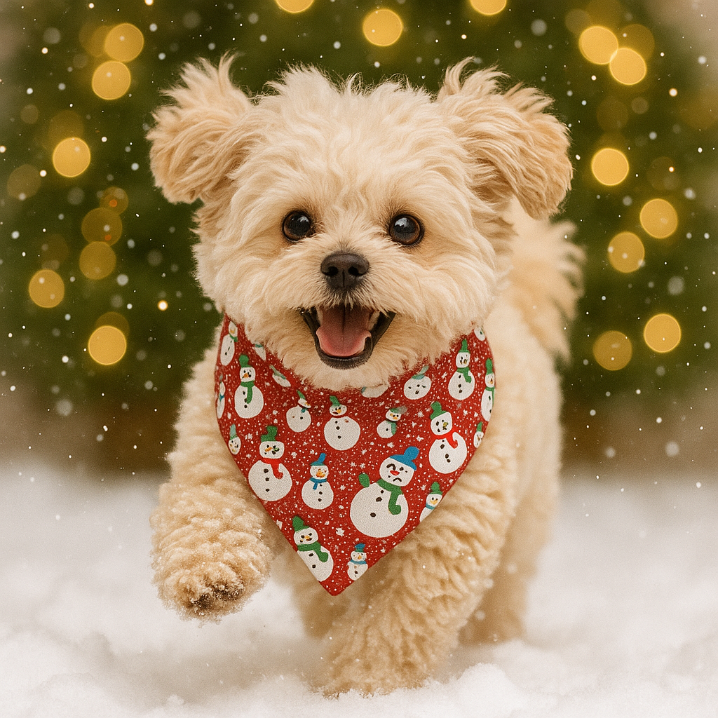 Christmas Dog Bandana Snowman Joy Over The Collar
