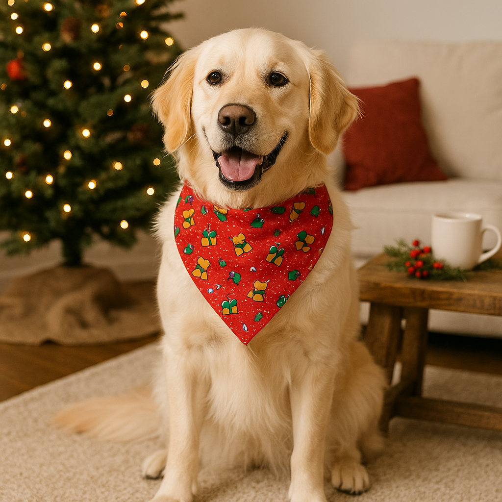 Reversible Gingerbread Christmas Over the Collar Dog Bandana