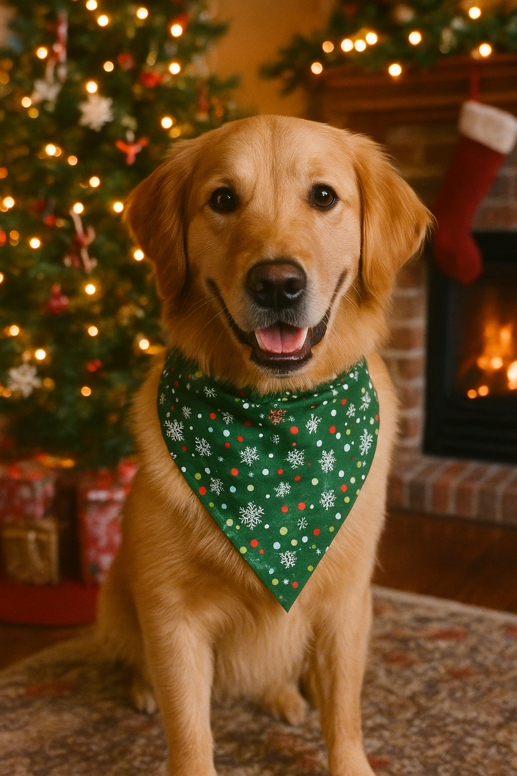 Christmas Candy Cane Wishes Scrunchie Dog Bandana