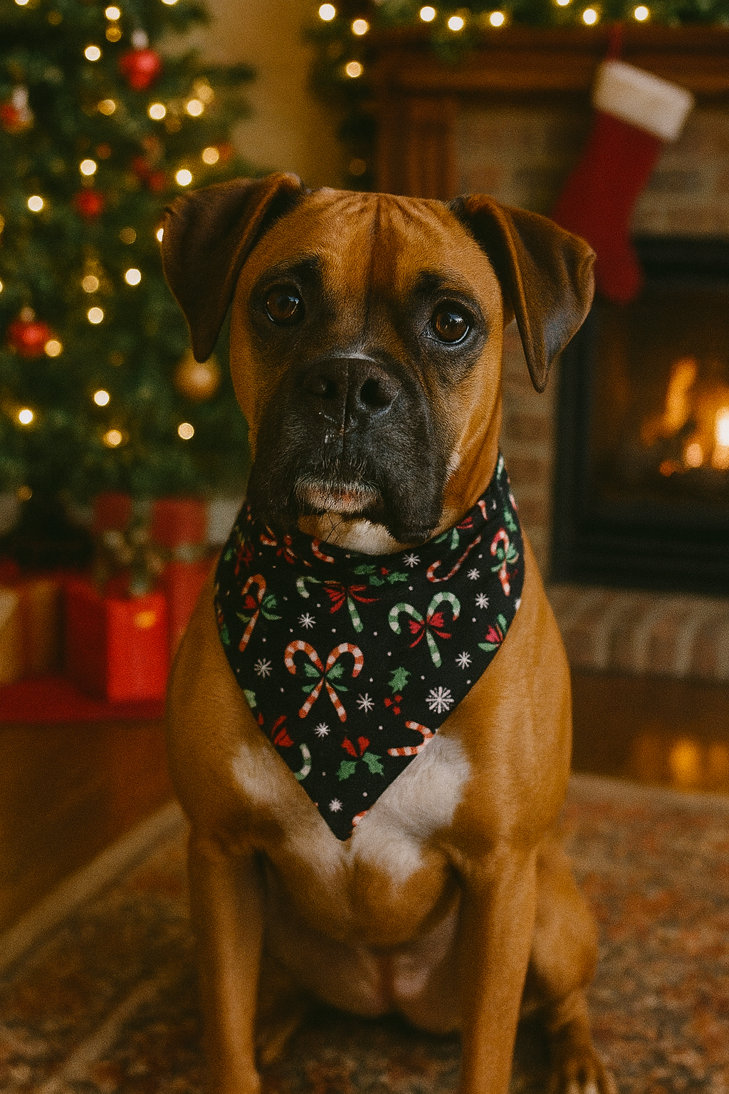 Santa’s Little Helper Scrunchie Dog Bandana