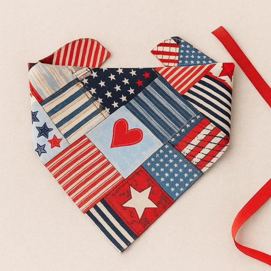 Patriotic Dog Tie Bandana Patchwork Style