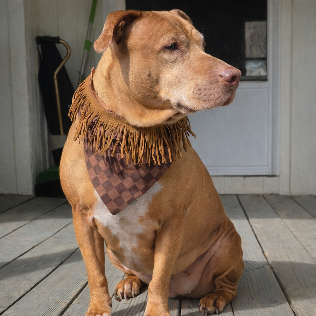 Western Fringe Over the Collar Dog Bandana