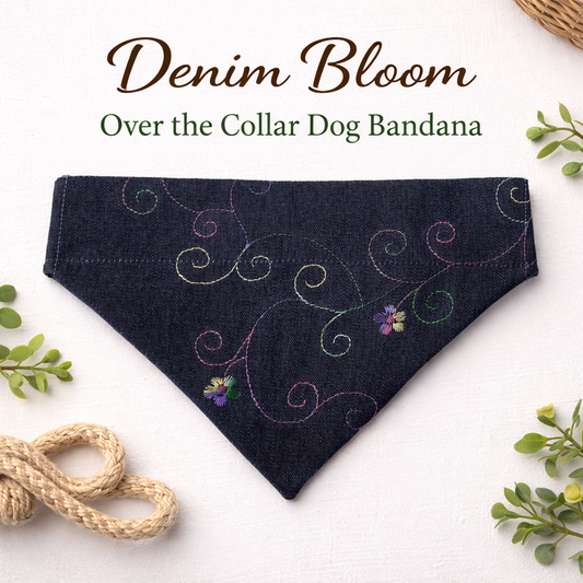 Denim Bloom Over-the-Collar Bandana