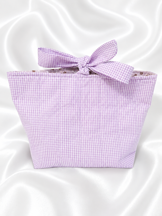 Lavender Gingham Bible Book Tote