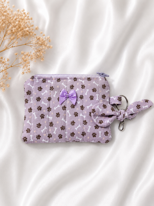 Keychain Wallet Lavender Paw Print Zipper Keychain Wallet