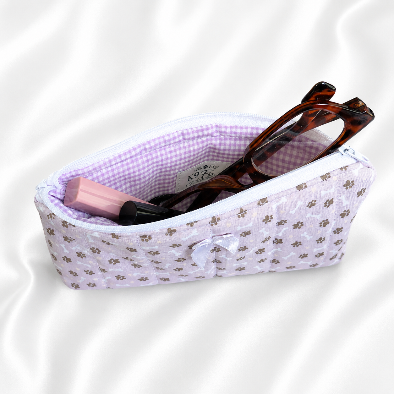 Lavender Paw Print Zipper Pouch
