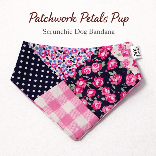 Patchwork Petals Pup Scrunchie Bandana