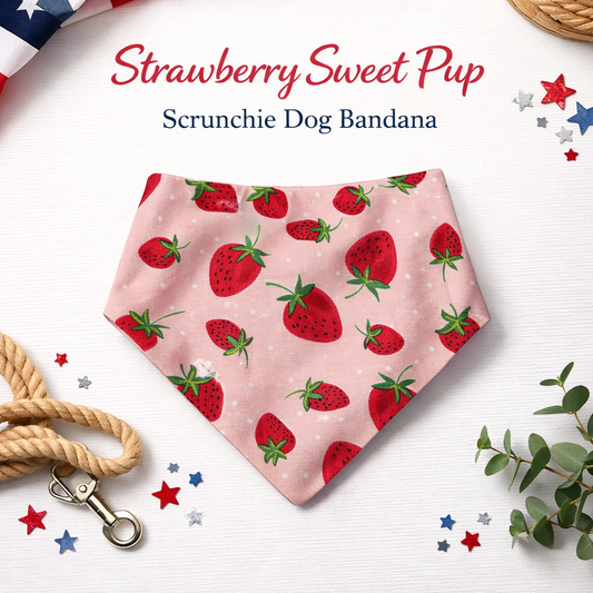 Strawberry Sweet Pup Scrunchie Dog Bandana