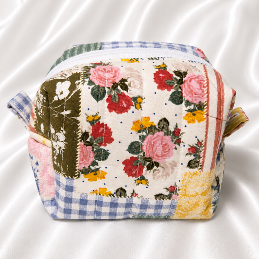 Cottage Patchwork Small Boxy Makeup Bag