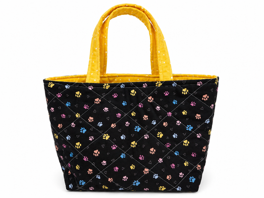 Black Paw Print Book Tote