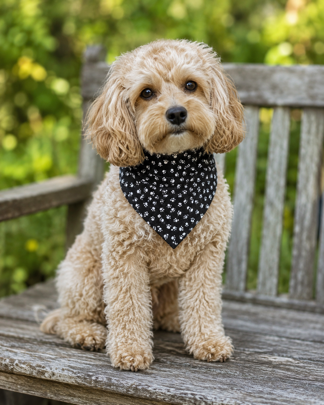 Black Paw Print Over-the-Collar Dog Bandana
